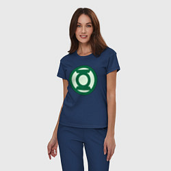 Пижама хлопковая женская Green lantern logo, цвет: тёмно-синий — фото 2