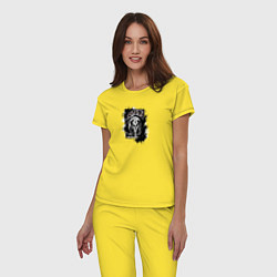 Пижама хлопковая женская Веселая смерть в капюшоне, цвет: желтый — фото 2