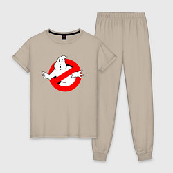 Пижама хлопковая женская Ghostbusters logo, цвет: миндальный