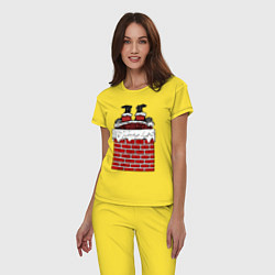 Пижама хлопковая женская Рождество отменяется, цвет: желтый — фото 2