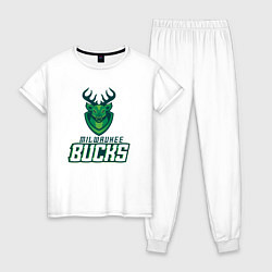 Пижама хлопковая женская Milwaukee Bucks NBA, цвет: белый