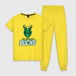 Пижама хлопковая женская Milwaukee Bucks NBA, цвет: желтый