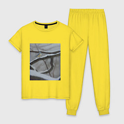 Пижама хлопковая женская Синица на ветке, цвет: желтый