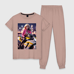 Женская пижама Barbie on a Kawasaki sports motorcycle