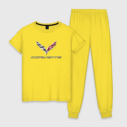 Пижама хлопковая женская Chevrolet Corvette - racing team, цвет: желтый