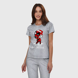 Пижама хлопковая женская Deadpool - merry kiss my ass, цвет: меланж — фото 2