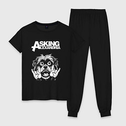 Пижама хлопковая женская Asking Alexandria rock dog, цвет: черный