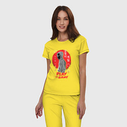 Пижама хлопковая женская Play the game, цвет: желтый — фото 2