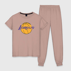 Пижама хлопковая женская Lebronzo, цвет: пыльно-розовый
