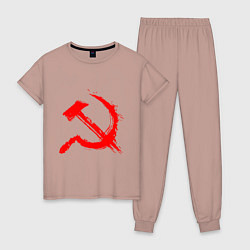 Пижама хлопковая женская Sickle and hammer red paint, цвет: пыльно-розовый