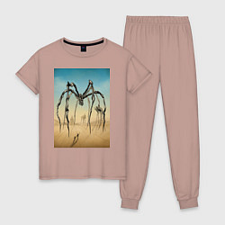Пижама хлопковая женская Паук Дали и Буржуа цвет, цвет: пыльно-розовый