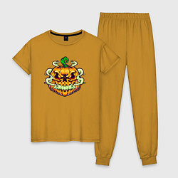 Пижама хлопковая женская Evil pumpkin, цвет: горчичный