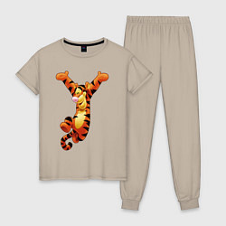 Пижама хлопковая женская Винни пух - Тигруля, цвет: миндальный