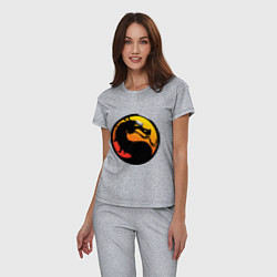 Пижама хлопковая женская Mortal kombat logo, цвет: меланж — фото 2