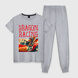 Пижама хлопковая женская Dragon cool racer - ai art, цвет: меланж