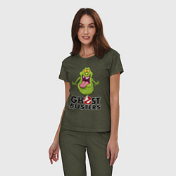 Пижама хлопковая женская Ghostbusters - slimmer, цвет: меланж-хаки — фото 2