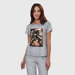 Пижама хлопковая женская Пилот с огромным мехом, цвет: меланж — фото 2