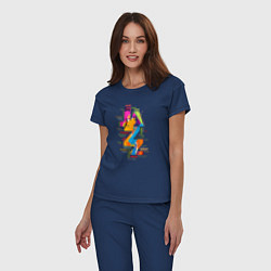 Пижама хлопковая женская Jazz styles in abstract color, цвет: тёмно-синий — фото 2