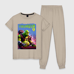 Женская пижама Кибер Шрек в татухах - прикол