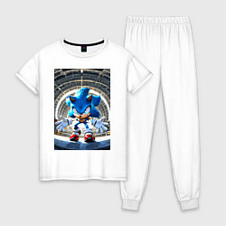 Пижама хлопковая женская Соник на сексетной базе, цвет: белый