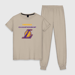 Пижама хлопковая женская Lakers championship, цвет: миндальный