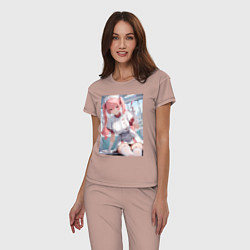 Пижама хлопковая женская Медсестричка сделает тебе укол любви - пышная аним, цвет: пыльно-розовый — фото 2