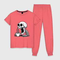 Женская пижама Skeleton with coffee