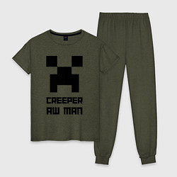 Женская пижама Creeper Aw Man, Майнкрафт мем