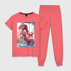 Пижама хлопковая женская Медсестричка позаботится о тебе, цвет: коралловый