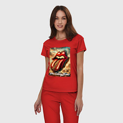 Пижама хлопковая женская Rolling Stones - logo transformation, цвет: красный — фото 2