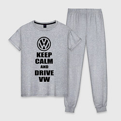 Пижама хлопковая женская Keep Calm & Drive VW, цвет: меланж