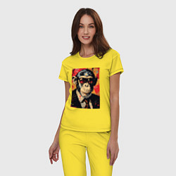 Пижама хлопковая женская Деловой шимпанзе в смокинге, цвет: желтый — фото 2