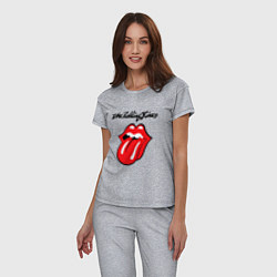 Пижама хлопковая женская Rolling Stones - logo, цвет: меланж — фото 2
