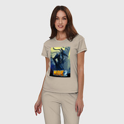 Пижама хлопковая женская MDK - Kurt, цвет: миндальный — фото 2