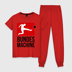 Пижама хлопковая женская Bundes machine football, цвет: красный