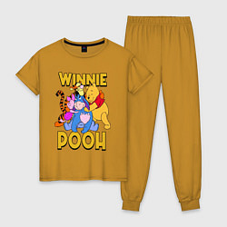 Пижама хлопковая женская Winnie Pooh hugs, цвет: горчичный