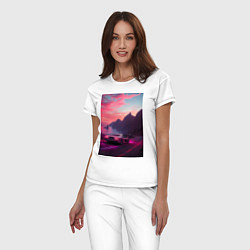 Пижама хлопковая женская Суперкар едет к океану, цвет: белый — фото 2