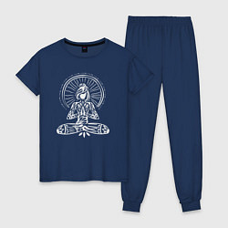 Пижама хлопковая женская Girl namaste, цвет: тёмно-синий