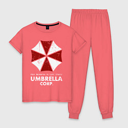 Пижама хлопковая женская Umbrella corporation logo, цвет: коралловый