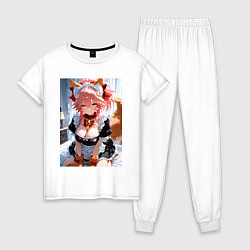 Пижама хлопковая женская Фейт Тамамо в костюме горничной, цвет: белый