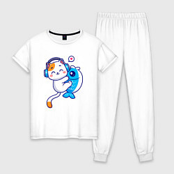 Женская пижама Котик и рыба