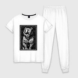 Пижама хлопковая женская Величественный мишка, цвет: белый