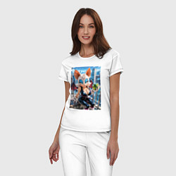 Пижама хлопковая женская Руж из Somic сидит с мастер изумрудом, цвет: белый — фото 2