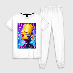 Пижама хлопковая женская Cyborg Bart Simpson - ai art fantasy, цвет: белый