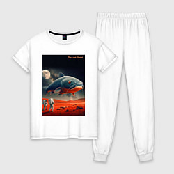 Пижама хлопковая женская Космический сом - затерянная планета, цвет: белый