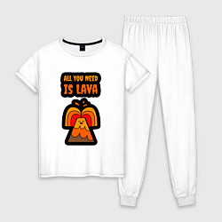 Пижама хлопковая женская Всё что тебе нужно это лава, цвет: белый