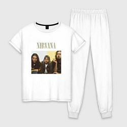 Пижама хлопковая женская Nirvana band foto, цвет: белый
