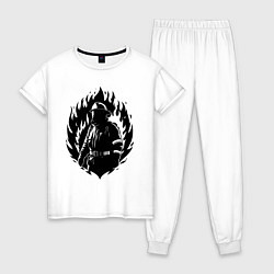 Пижама хлопковая женская Пожарный в огне, цвет: белый