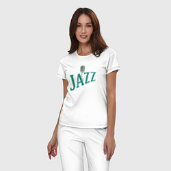 Пижама хлопковая женская Jazz microphone, цвет: белый — фото 2