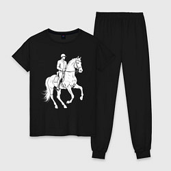 Пижама хлопковая женская Конный спорт, цвет: черный
